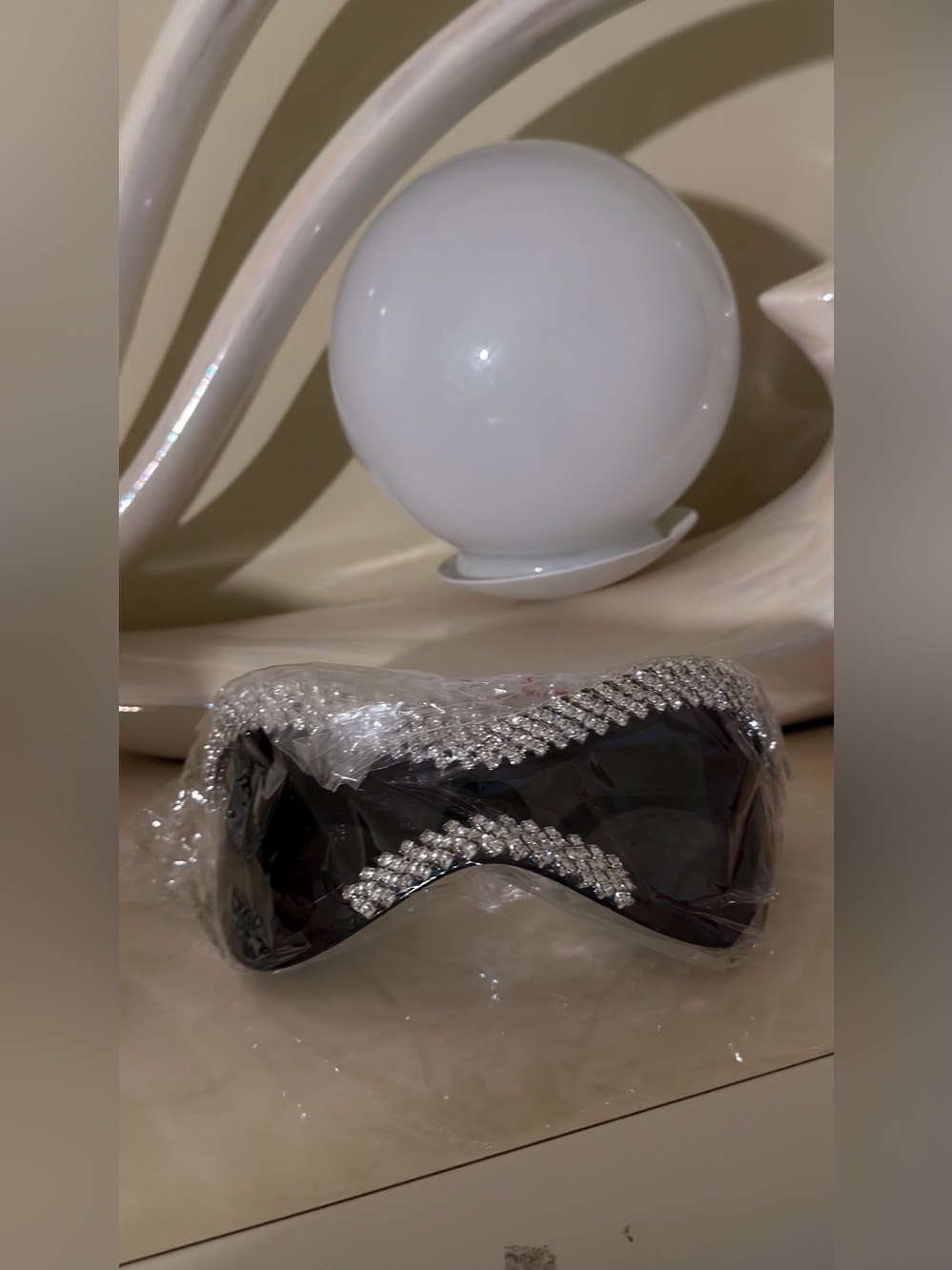 A Classy Chic Boutique Black Sunglasses with Crystal Trim